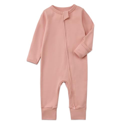 Aablexema 3-Pack Organic Cotton Baby Footless Pajamas with Mitten Cuffs, 2-Way Zipper Romper Sleepers3