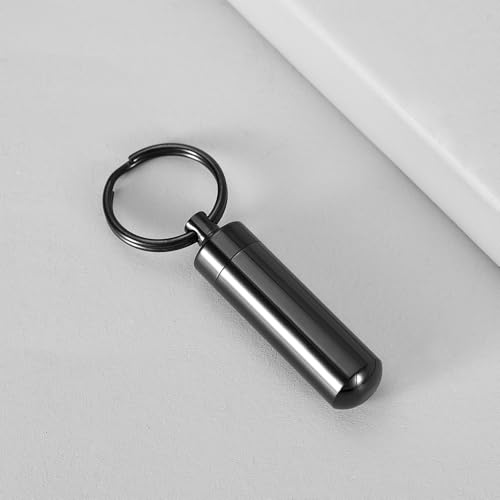 RIPFEVURN Cremation Jewelry Cylinder Urn Keychain for Ashes for Women Men Memorial Keepsake Pendant(Black)4