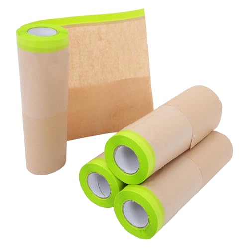 Healeved Papel Kraft para Enmascarar 30 CM X 12 M 4 Rollos de Papel Protector Anti-Polvo para Pintura Automotriz y Muebles Película de Enmascarar Resistente y Práctica para Manualidades
