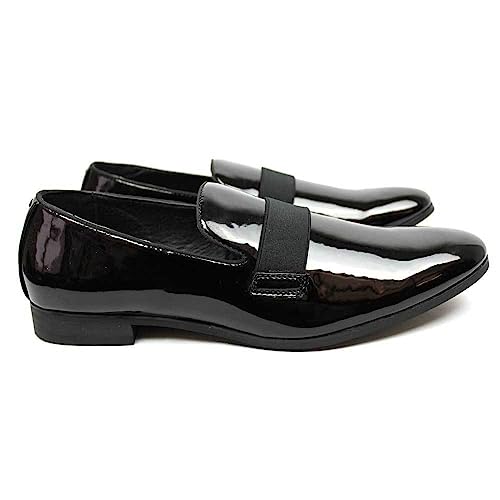 New Men's Black Patent Leather Tuxedo Slip on Dress Shoes by Azar3