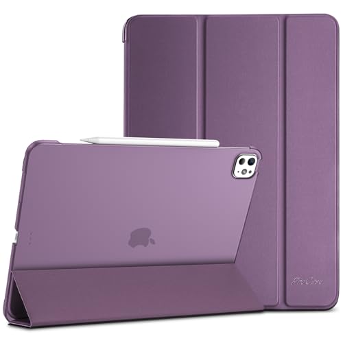 ProCase iPad Pro 13インチ ケース M5/M4 2025/2024 軽量 耐衝撃 三つ折り スタンド スマートカバー Pencil Pro & USB-C対応 -ダークパープル