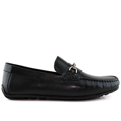 Mjny Mens Casual Comfortable Genuine Leather Lightweight Driving Moccasins Classic Fashion Buckle Loafer Slip On Breathable Driving Loafer Black Napa 11 #TOP4