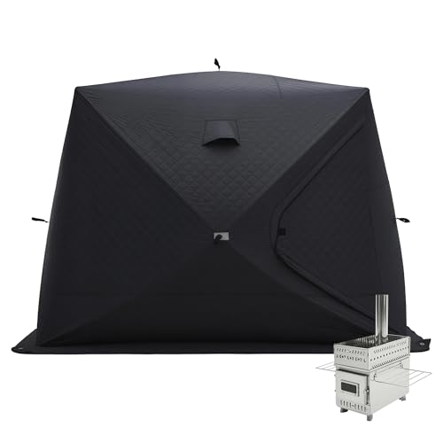 Albott 8.2’ x 8.2’ x 6.7’ Outdoor Sauna Tent, Portable Wood Burning with Stove, 4-6 Person Steam for Dry Sauna, Oxford Cloth & Carbon Steel Stove with Stone, Grey