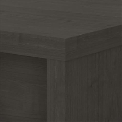 Image of Bush Business Furniture Echo L Shaped Bow Front Office Desk in Charcoal Maple, Modern Computer Table for Home or Professional Workspace