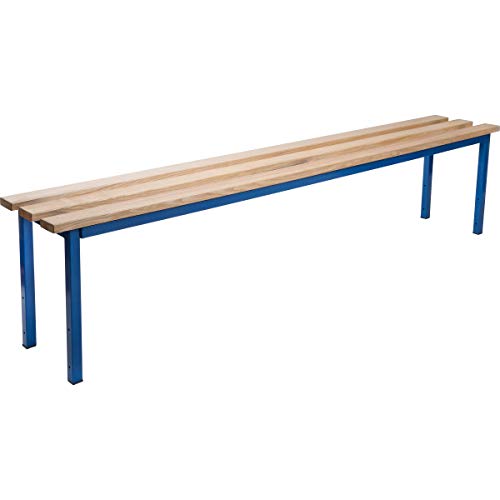 The Workplace Depot Cloakroom Changing Room Bench - Blue Steel and Ash Hardwood - 450mm Seat (2000(W) mm)
