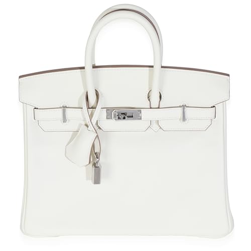 Hermès, Pre-Loved Mushroom Swift Birkin 25 PHW, White