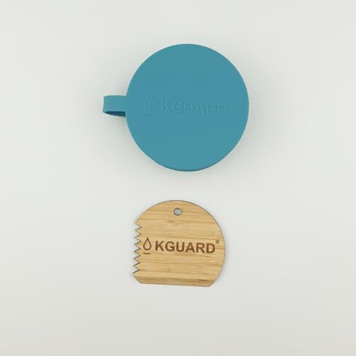 KGuard WaxBox – Wiederverwendbare Silikonbox in Lebensmittelqualität mit Bambusschaber – Zum Transportieren, Recyceln und Schützen deines Surf-, Kite- oder SUP-Wachses – Ø 8 cm / 56 g – Türkis