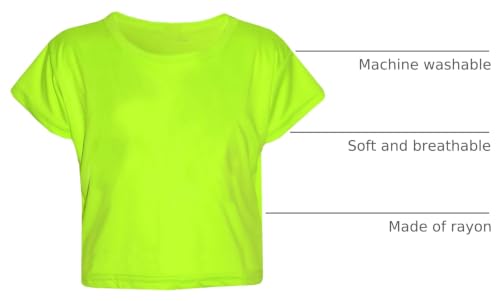 Image of Loxdonz Girls Basic Dance Crop Top Kids Plain Short Sleeve Crop T-Shirt Tees Top