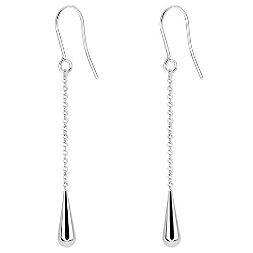 Stainless Steel Water Drop Long Tassel Dangle Earrings