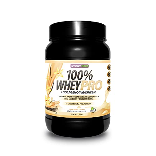 Farmafusion Whey Protein con Colágeno y Magnesio, Vainilla, 1000 g