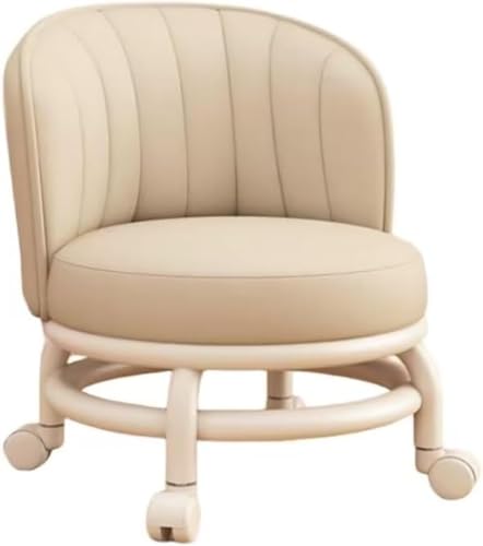 Vzfv ロースツール 背もたれ付き キャスター付き 作業椅子 360°回転 低い 丸型 北欧 おしゃれ 人間工学 鉄フレーム 頑丈 耐荷重150kg 防水 厚手クッション 多用途 オフィス/工場/サロン 低所作業に最適 ピンク (カーキ)