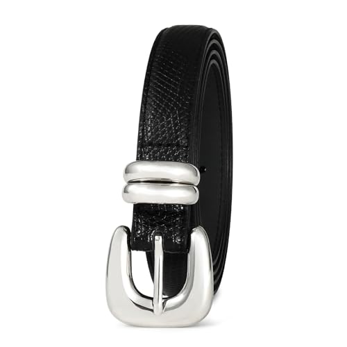 Black Belt with Silver Buckle Women Leather Belts for Women Belts for Jeans Dresses2