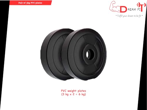 Image of DREAM FIT Pair of 3Kg PVC Weight Plates for home gym - Spare Weights for dumbbells, barbells and other exercises - 6Kg (3Kg x 2)