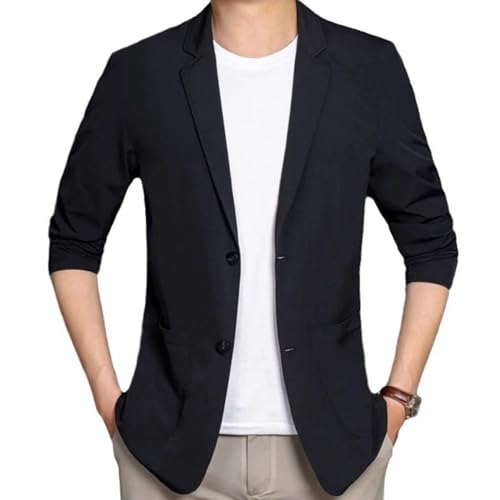 Kyayu Jacket, Men's Lightweight Summer Ice Silk Cool Suit Jacket, Casual Stretch Slim Fit Button Business Coats