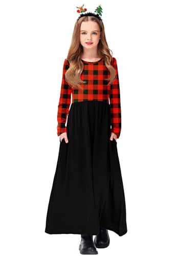Image of Deerose Girls Maxi Dress Short Sleeve Casual Long Dresses with Pockets 5-14 Years