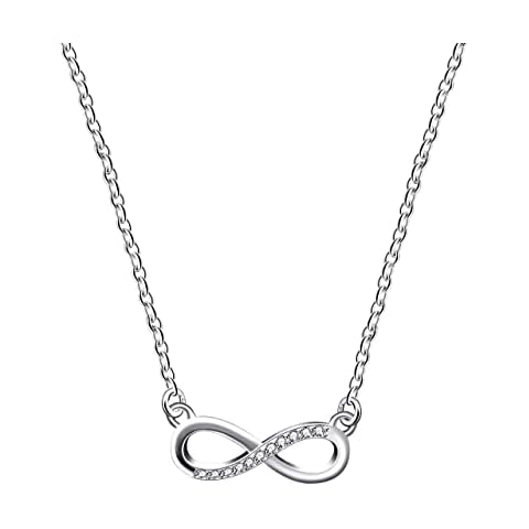Tobestu Fashion Platinum Plated Infinity Necklace Cubic Zirconia Pave 8 Shaped Pendant Jewelry Gifts for Women Girlfriend ZY056 (Silver Color) Cover