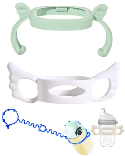 KGDUYC 3 asas para biberones, cinta para biberones, asas de silicona de cuello ancho, mango para biberones de bebé, diseño de agarre para botellas de bebé, mango de silicona, accesorios para biberones
