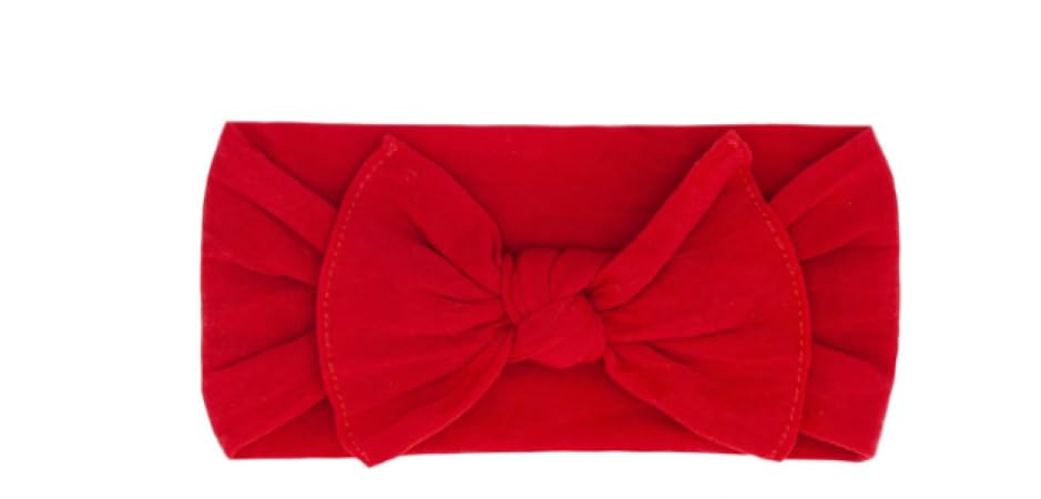 1Pc Red Velvet Elastic Stretchy Soft Bow Headbands,Classic Knot,Solid Color Wide Turban Knotted Big Bow Hairbands Headwraps Hair Accessories for Newborn Infant Toddlers Baby Girls