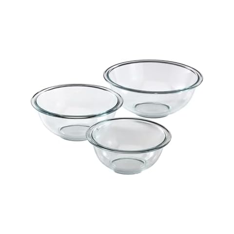 Pyrex Glass, 3-Piece, 3 PC Mixing Bowl Set Cover