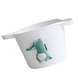 Angoily Aufbewahrungskorb Baumwollseil Organizer Multifunktionaler Spielzeugkorb Stabiler Canvas Mehrzweckkorb für Kinderzimmer und Wohnzimmer Weiß Dunkelgrün