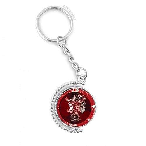 Porte-clé rotatif printemps fleur DIYthinker bague multicolor 1,2x3,5 pouces