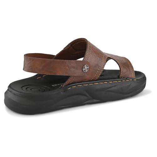 Image of Centrino Men's Sling Sandals | Stylish Strap Sandal with Grip Insole | Platform Comfort Sandal with Accent Pouch & Adjustable Strap| Comfortable Casual Footwear for Office, Travel & Walking (9578)