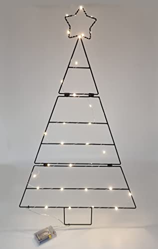 Árbol de Navidad de metal, 83 cm, iluminado con 30 ledes, decoración de Adviento para pared para colgar joyas decorativas, abeto colgante