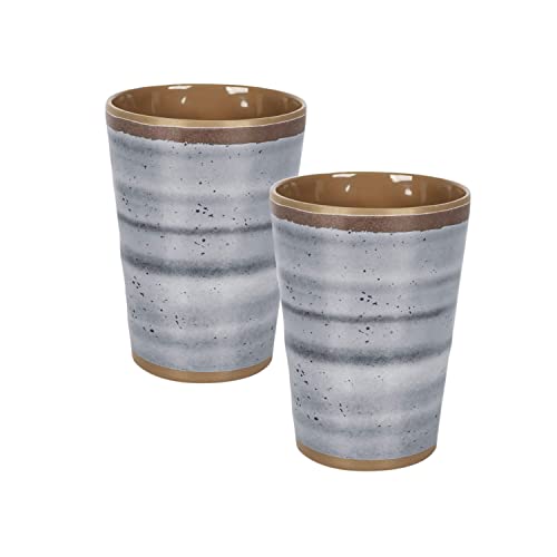 Lot de 2 gobelets de camping en mélamine - 400 ml chacun - Gris marron - Tasse à café - Pour l'extérieur