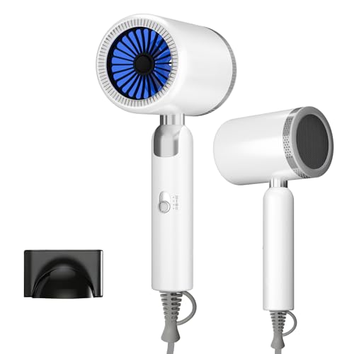 Hair Dryer for Women & Men, 1800W Foldable Ionic Hairdryer, Compact & Lightweight Blow Dryer with Even Heat, Ceramic Tec, No Heat Damage, Fast Drying, Anti Frizz, Foldable Hair Dryers