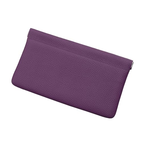 Genuine Leather Pocket Bag for Purse,Coin Purse Lipstick Phone Cosmetic Accessories Travel Pouch for Storage Waterproof Portable No Zipper Self-closing Wallet Women (Puple)