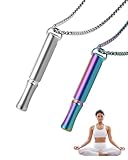 ZKUNL Collana con respiratore per sigaretta simulato da 2 pezzi, prodotto per smettere di fumare V2, collana in acciaio inossidabile per smettere di fumare senza fumo (colorata e argento)