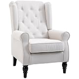 HOMCOM Sillón Orejero Moderno Butaca de Salón Reposabrazos 160 kg Crema