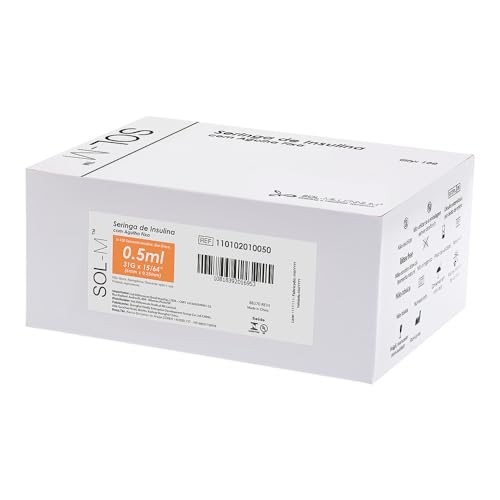 Seringa para insulina 0.5ml com agulha fixa 0,25mm X 6mm blister caixa com 100 unidades SOL-Millenni
