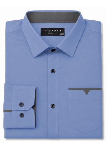 Image of Diverse Men's Cotton Blend Shirt with Pocket Design Spread Collar Full Sleeves Regular Fit and Standard Length | Comfortable Cotton Casual Shirt for Man