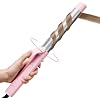 Rotating Automatic Curling Iron for Beach Waves - TYMO Curling Wand for Long Hair, Extra Long Barrel Ceramic Hair Curler for Women, 40M Ionic & Dual Voltage, 5 Temps & 30s Heat-up, 1.25 Inch, Pink