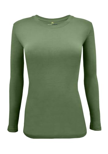 Image of Natural Uniforms Women's Long Sleeve Underscrub T-Shirt - Cotton Blend Scrub Base Layer for Nurses & Medical Professionals