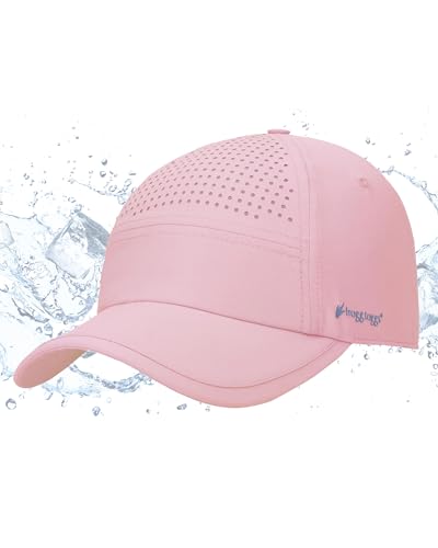 FROGG TOGGS Women's Chilly Pro Performance Cooling Ponytail Cap, Instant Cooling and Sun Protection, Light Pink