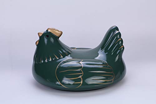Image of Ixora Ceramic Rooster Egg Basket (Green)