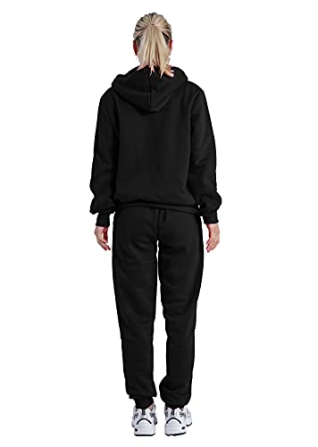 Image of Facitisu Women Fleece Sweatsuit 2 Piece Outfit Winter Warm Sherpa Lined Tracksuit Zip Up Hoodie Sweatshirts and Sweatpants