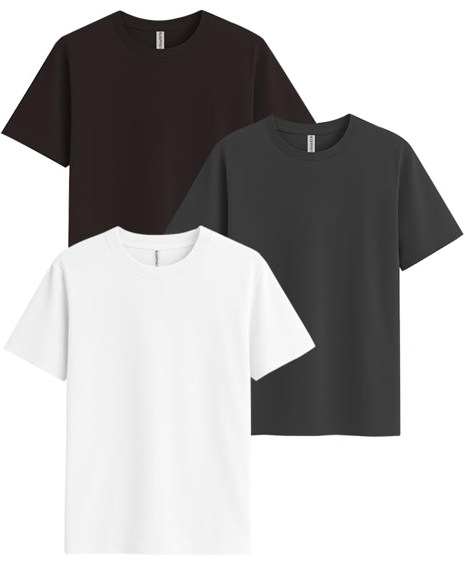 Image of Sleepynuts Women's S to 3XL Premium Half Sleeve Round Neck Plain Combed Cotton Tshirt Pack of 3 Loose Fit T-Shirts Combo