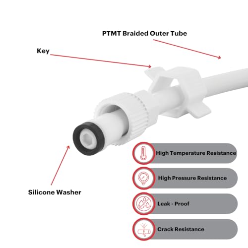 Image of Johnson 4-Pack 24 inch PTMT Pipe Kit, Braided Hose with Key & Hexa Nut, Polytrimethylene Terephthalate (PPT), Star White, Corrosion-Resistant, Durable, Versatile Plumbing Connection Solution
