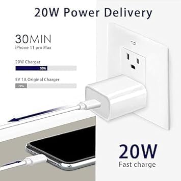 Image of Original 20W PD Charger Compatible for iPhone Original 20W PD Fast Type C Wall Charger with Charging Cable Compatible with iPhone 15 /15 Plus Pro Max /15 Pro Max /15 Mini Type C Charger (DEC11)
