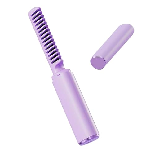 Cepillo alisador para cabello Harayaa con calentamiento rápido y carga USB, color violeta miniatura 1