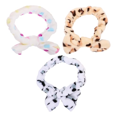 Didiseaon 3 Piezas venda lazos para el cabello ceja diadema elástica diadema facial accesorios maquillaje coleteros diadema de lazo de niña diadema para lavarse la cara vellón de coral