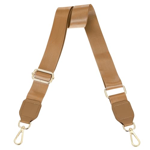 Image of uxcell Wide Shoulder Strap, 3.8cm Adjustable Purse Strap Replacement Crossbody Strap for Shoulder Bag Handbag, Light Brown, Gold Square Mouth Buckle