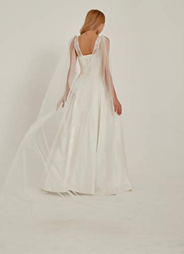 Shoulder Cape Veil Tulle Church Bridal Cape Veil Chapel Wedding Veil B018 (Ivory) #TOP3