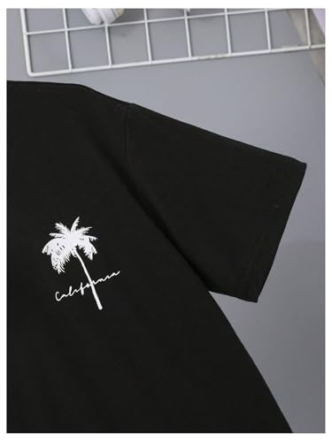 Image of SOLY HUX Boy's Graphic Tees Palm Tree Print Short Sleeve Crew Neck Summer Trendy T-Shirts Clothes for Teen Boys