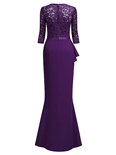 Image of MISSMAY Women's Vintage Floral Lace Ruffle Half Sleeve Evening Party Formal Long Dress