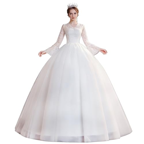 Brautkleid Mit Schönem Fall, Fließendem Spitzenrock, Ideal for Formelle Gartenhochzeiten Und Empfänge Im Freien(S)