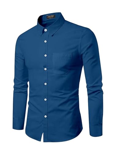 Image of MILDIN Men's Pure Cotton Striped Printed Shirt with Spread Collared Neck Full Sleeve Curved Hemline Button Closure and Regular Fit | Shirt for Man